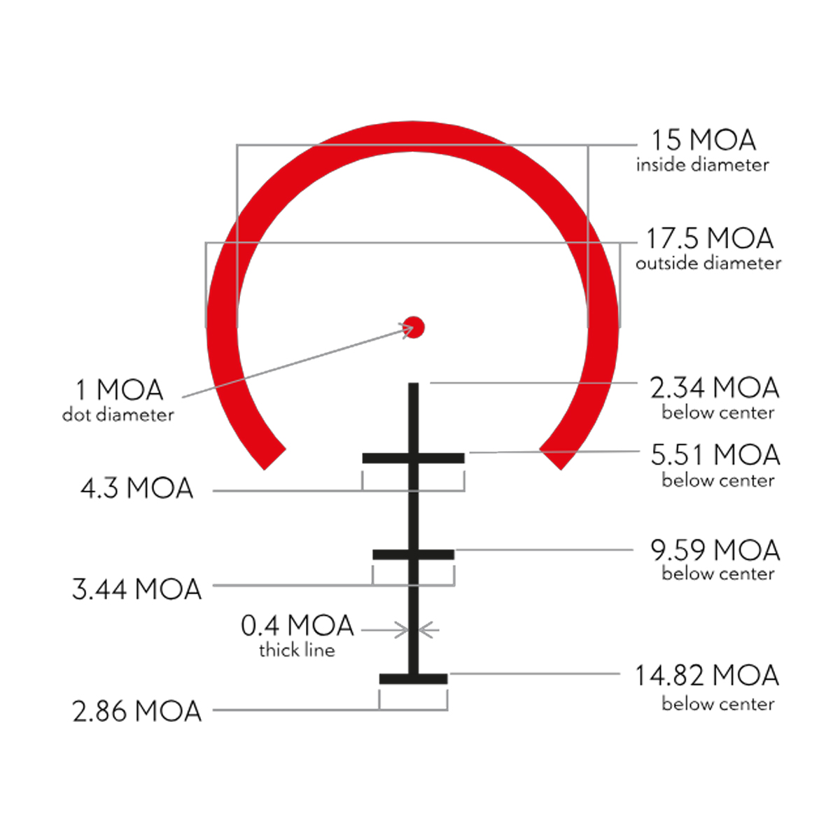 Reticle for the Hawke 4x24 5.56 BDC Dot Reticle Prism Sight