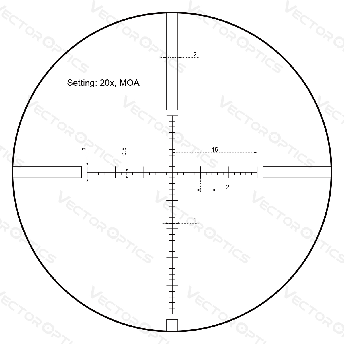 Reticle for the Vector Optics Sentinel 8-32x50 Gen II SFP Illuminated 1/8MOA MP Rifle Scope inc Free Weaver Rings **Special Deal**