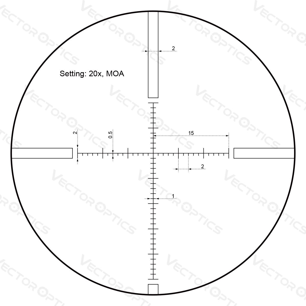 Reticle image for Vector Optics Sentinel 6-24x50 MP1/8MOA 30mm Rifle Scope **Special Deal** - Optics Warehouse